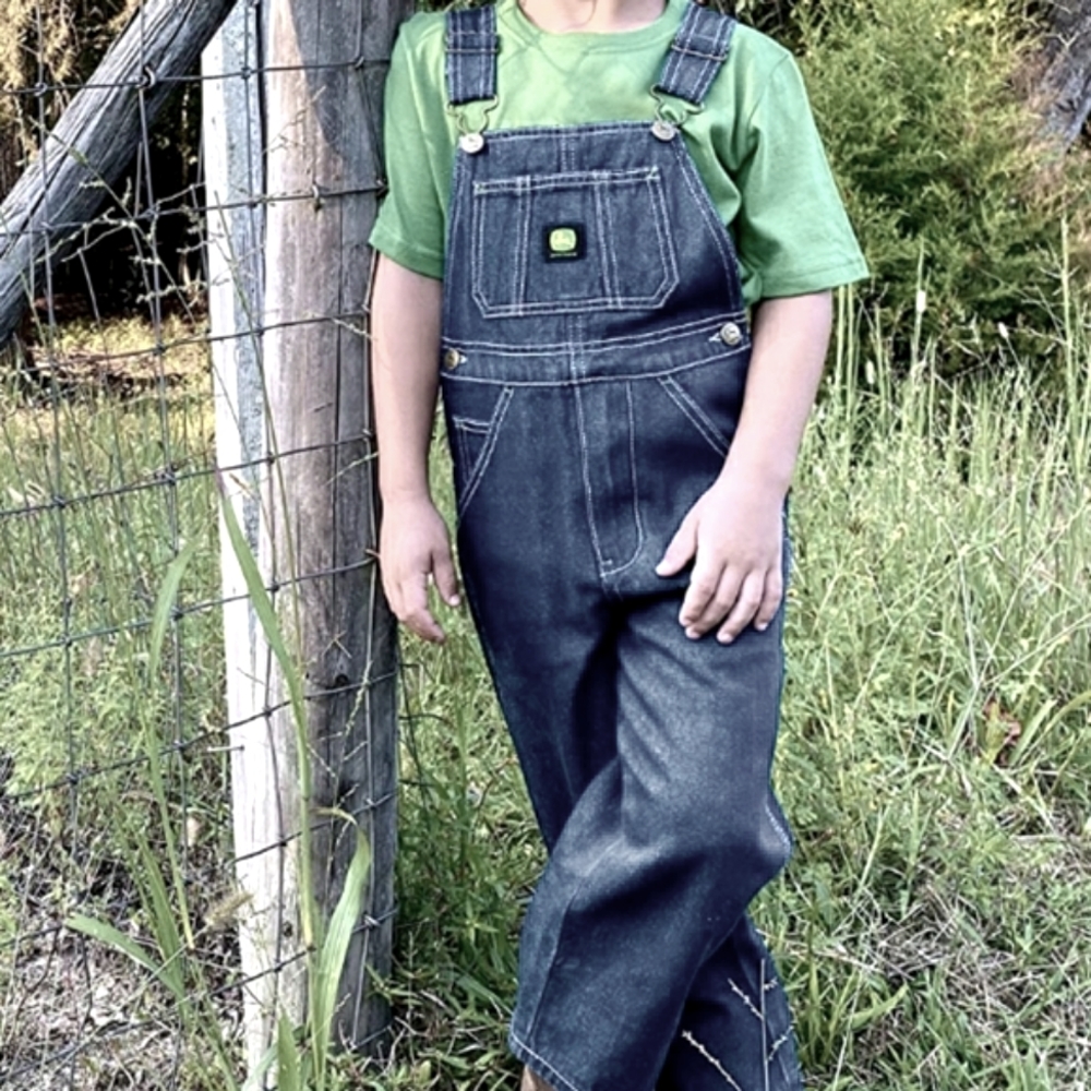 Vtg John Deere Bib overalls light wash cotton Gorpcore Farmcore Hippie 2T